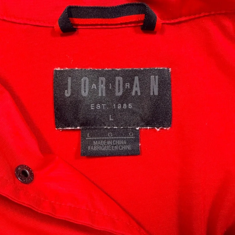 Jordan Coaches Jacket Large Red Jumpman Snap Front Raglan Streetwear
